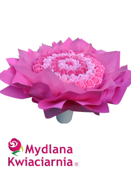 Stylowy bukiet mydlanych róż Arkadia - 60 kwiatów