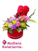 Elegancki bukiet mydlanych kwiatów Flowerbox - 35 róż