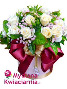 Elegancki bukiet mydlany z kryształkami Flowerbox - 30 róż