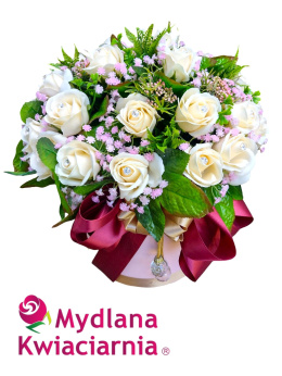 Elegancki bukiet mydlany z kryształkami Flowerbox - 30 róż