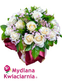 Elegancki bukiet mydlany z kryształkami Flowerbox - 30 róż