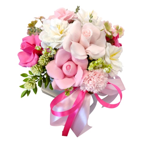 Bukiet kwiatów mydlanych Gracja mix - różowy