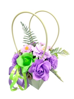 Bukiet mydlany w dekoracyjnej torebce