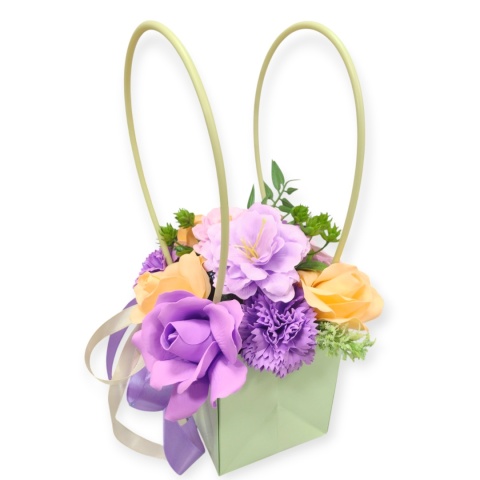 Bukiet mydlany w dekoracyjnej torebce