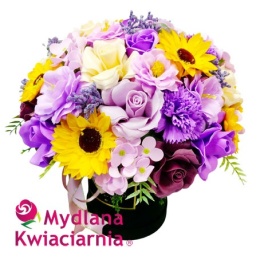 Elegancki słoneczny bukiet mydlanych kwiatów - 35 pachnących kwiatów