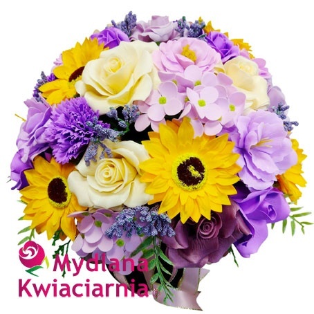 Elegancki słoneczny bukiet mydlanych kwiatów - 35 pachnących kwiatów