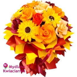Stylowy bukiet mydlanych róż Arkadia - 18 róż